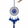 5 Bells Wind Chimes for Home Positive Energy, Evil Eye Wall Hanging, Blue, With Bells And Tassel, Nazar