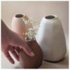 Set of 3 Handcrafted Ceramic Bud Vases with Distorted Nordic Shapes Terracotta and White Decorative Vases for Dried Flowers & Pampas Grass