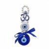 Evil Eye Wall Hanging with Om Symbol, Blue, Silver Beads, Decorative Charm, Protection Amulet Door Hanging Nazar Batu for Protection and Good Luck - Perfect for Gifting Home