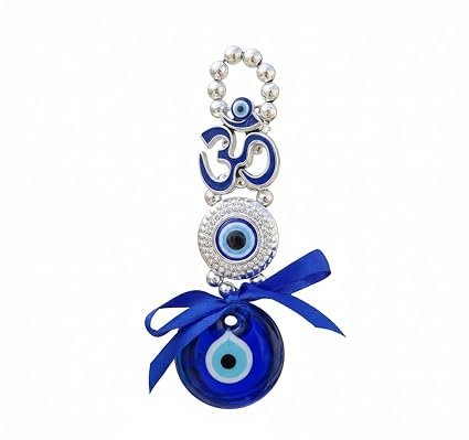51J4z8bKamL._SX425_ Evil Eye Wall Hanging with Om Symbol, Blue, Silver Beads, Decorative Charm, Protection Amulet Door Hanging Nazar Batu for Protection and Good Luck - Perfect for Gifting Home