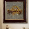 DECOROID 7 Running Horses Wall Art, Gold and Brown, Sun Theme, Decorative Home Decor Seven Running Horses with Sun Wooden Wall Art for Living Room Décor, Money Attraction, Chakra Healing & Protection, 19x19 cm