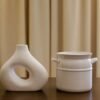 Pack of 2 Ceramic Vases, Modern Donut Hole & Milk Pot Design, Minimalist Nordic Style for Home Decor, Living Room, Bedroom, Table, Office