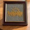 DECOROID 7 Running Horses Wall Art, Gold and Brown, Sun Theme, Decorative Home Decor Seven Running Horses with Sun Wooden Wall Art for Living Room Décor, Money Attraction, Chakra Healing & Protection, 19x19 cm