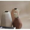 Set of 3 Handcrafted Ceramic Bud Vases with Distorted Nordic Shapes Terracotta and White Decorative Vases for Dried Flowers & Pampas Grass