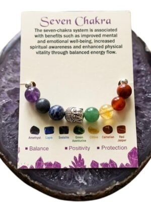 7 Chakra Crystal Rakhi with Buddha Head Natural Gemstone Beaded Rakhi for Positive Energy
