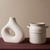 Pack of 2 Ceramic Vases, Modern Donut Hole & Milk Pot Design, Minimalist Nordic Style for Home Decor, Living Room, Bedroom, Table, Office