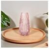 Decorative Glass Vase for Flowers and Plants, Modern Luster Finish, Home and Office Table Decor - (Pink Diamond Cut,10 Inches)