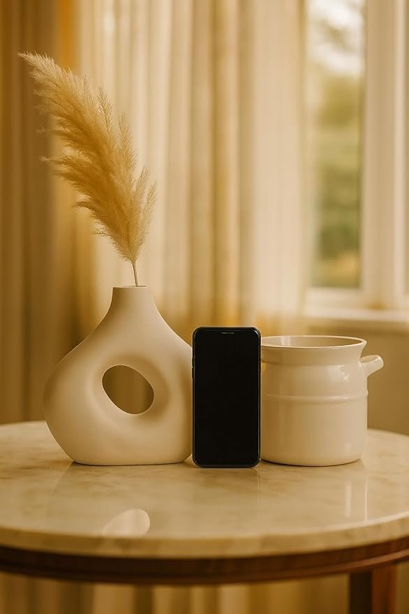 Pack of 2 Ceramic Vases, Modern Donut Hole & Milk Pot Design, Minimalist Nordic Style for Home Decor, Living Room, Bedroom, Table, Office
