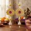 Handmade Shubh Labh Lotus Hanging Set with Premium Organza Pouch Decorative Door Hanging for Home Office and Gift