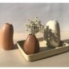 Set of 3 Handcrafted Ceramic Bud Vases with Distorted Nordic Shapes Terracotta and White Decorative Vases for Dried Flowers & Pampas Grass