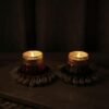 Handmade Decorative Candle Holder with Cowrie Shells Traditional Metal Candle Stand for Diwali Pooja Home Decor Festival Decoration Pack 2