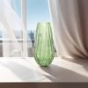 Decorative Glass Vase for Flowers and Plants, Modern Luster Finish, Home and Office Table Decor - (Green Diamond Cut, 10 Inches)