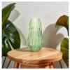 Decorative Glass Vase for Flowers and Plants, Modern Luster Finish, Home and Office Table Decor - (Green Diamond Cut, 10 Inches)