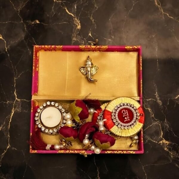 Gift Hamper lotus Box with Decorative Diya Holder Gift Compartment Handmade Festival Gift Box for Raksha Bandhan Diwali Bhai Dooj