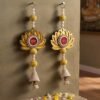 Handmade Shubh Labh Lotus Hanging Set with Premium Organza Pouch Decorative Door Hanging for Home Office and Gift