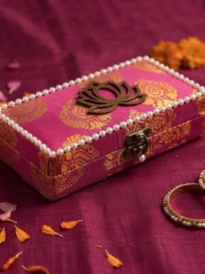 Gift Hamper lotus Box with Decorative Diya Holder Gift Compartment Handmade Festival Gift Box for Raksha Bandhan Diwali Bhai Dooj