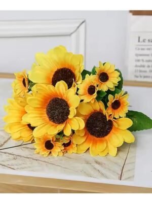 Artificial Sunflower Bunch for VAse Decoration Yellow Faux