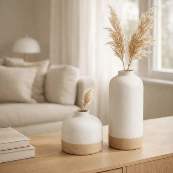 Decorative Ceramic Vase set White office Centrepiece