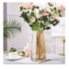 Decorative Glass Flower Vase – Modern Crystal Golden Luster Finish | 9 Inch Vase for Flowers, Plants, Home & Office Table Décor