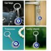 Evil Eye Keychain With Crescent Moon