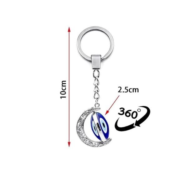 Evil Eye Keychain With Crescent Moon