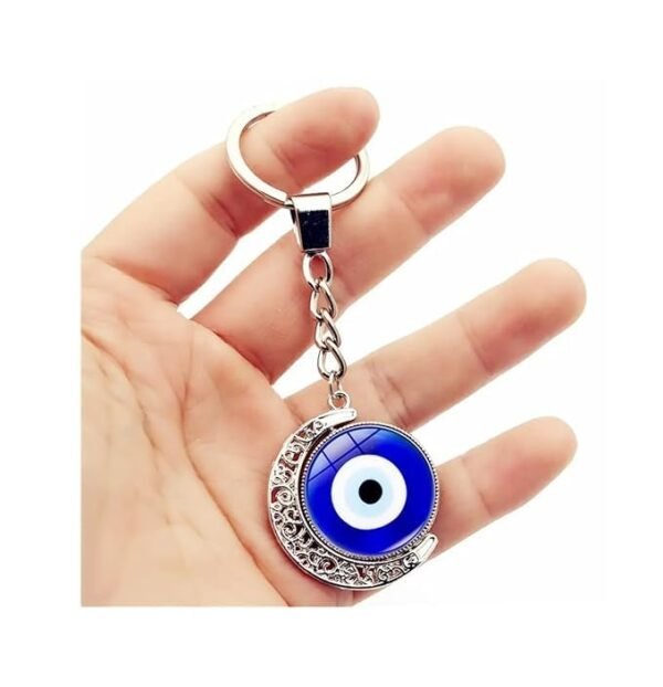 Evil Eye Keychain With Crescent Moon