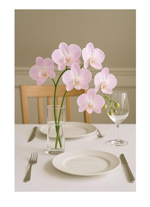 Artificial Light Purple Phalaenopsis Orchid Stems – Set of 3 Faux Orchid Sprays with 9 Realistic Flowers for Home Décor & Vase Arrangements