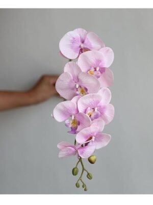 Artificial Light Purple Phalaenopsis Orchid Stems – Set of 3 Faux Orchid Sprays with 9 Realistic Flowers for Home Décor & Vase Arrangements