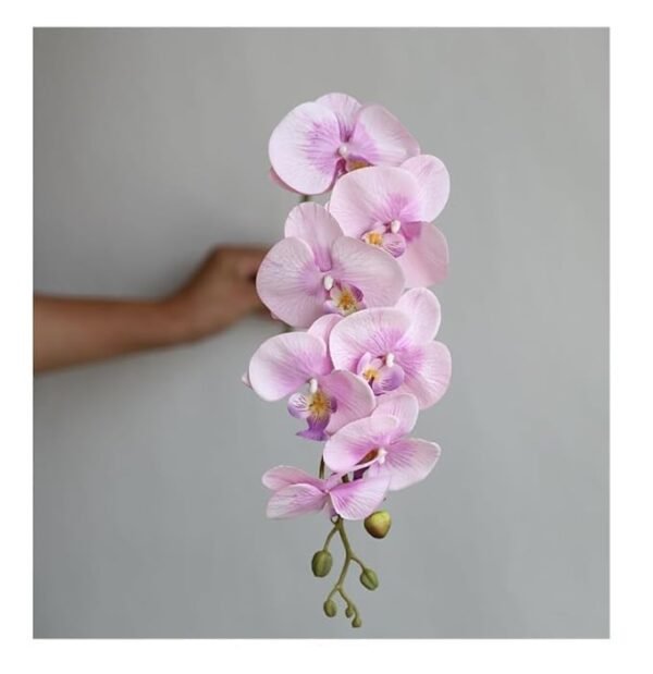 Artificial Light Purple Phalaenopsis Orchid Stems – Set of 3 Faux Orchid Sprays with 9 Realistic Flowers for Home Décor & Vase Arrangements