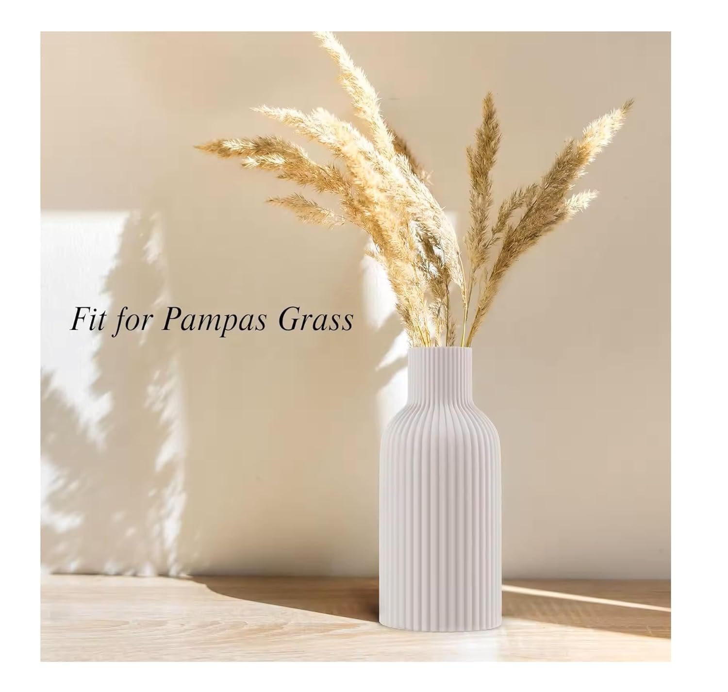 Ribbed Bottle Ceramic Vase white