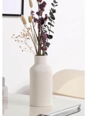 Ribbed Bottle Ceramic Vase white Ribbed Bottle Ceramic Vase white