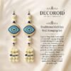 Fabric Artificial Flower Garland 24 Inch Wall Hanging Door Toran Evil Eye White Blue