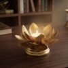 Lotus Flower Candle Holder Golden Metal