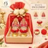 Lakshmi Ganesh Decorative Gift Hamper Basket with Artificial Flowers and Decorative Diyas Traditional Festive Home Decor Set for Gifting