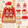Lakshmi Ganesh Decorative Gift Hamper Basket with Artificial Flowers and Decorative Diyas Traditional Festive Home Decor Set for Gifting