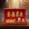 Shree Dhan Lakshmi Kuber Pooja Box Set with Religious Idols and Pooja Accessories Red Decorative Puja Box for Home Temple Worship Festive Decoration and Gifting