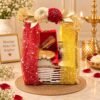 Lakshmi Ganesh Decorative Gift Hamper Basket with Artificial Flowers and Decorative Diyas Traditional Festive Home Decor Set for Gifting Brand: DECOROID